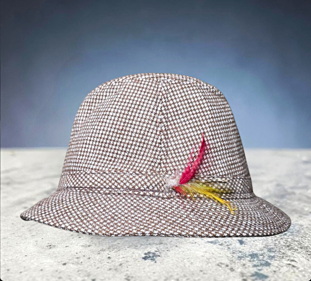 DRA Men's Houndstooth Fedora Hat Brown/Beige Size L (7 1/4-7 3/8) Lined